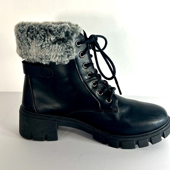 Wanted Quicksand Lace Up Faux Fur Women’s Size 8.5 Lug Sole Combat Black Boots - Picture 7 of 16